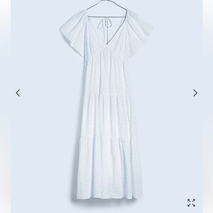 Madewell Tie-Back Flutter-Sleeve Tiered Midi Dress